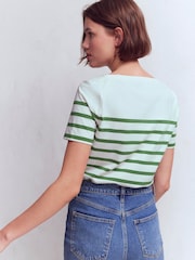 أخضر - Boden Olivia Short Sleeve Breton T-Shirt - صورة 3 من 5