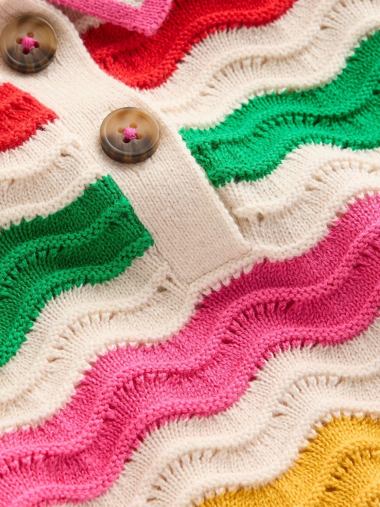 Boden Cream Pointelle Knitted Polo Top - Image 4 of 4