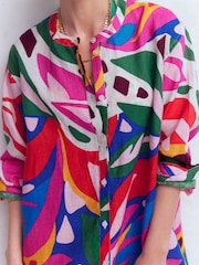 Boden Green Longline Linen Shirt - Image 2 of 5