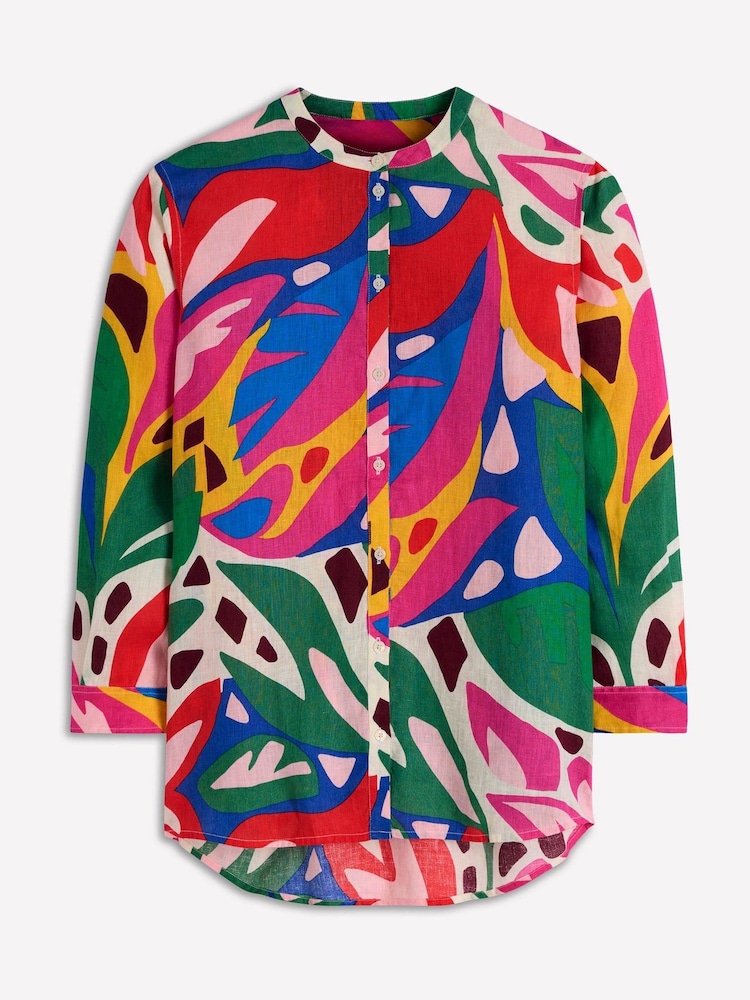 Boden Green Longline Linen Shirt - Image 5 of 5