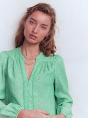 Boden חולצת פשתן עם צווארון חריץ - תמונה 2 מתוך 6