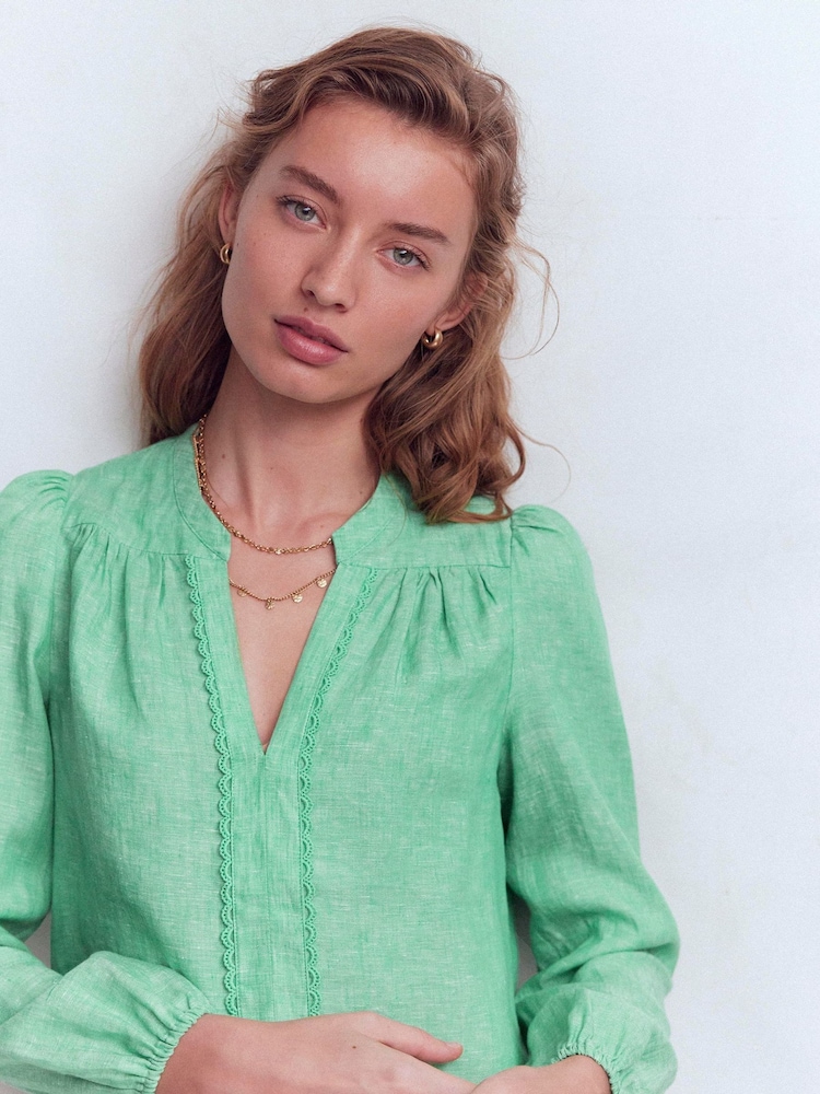 Boden חולצת פשתן עם צווארון חריץ - תמונה 2 מתוך 6