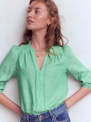 Boden חולצת פשתן עם צווארון חריץ - תמונה 5 מתוך 6