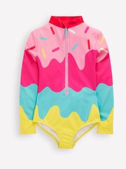 Boden Pink Fun Long Sleeve Swimsuit - Image 1 of 3
