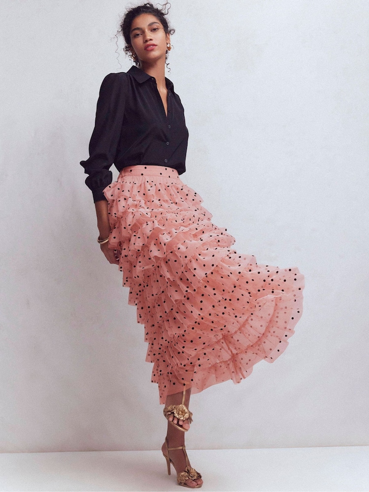 Boden Pink Tulle Tiered Skirt - Image 1 of 6 Boden Pink Tulle Tiered Skirt - Image 1 of 6