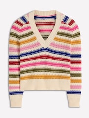 Boden Cream Maeve Textured Cotton Jumper - Image 5 of 6