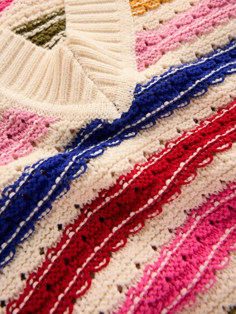 Boden Cream Maeve Textured Cotton Jumper - Image 6 of 6