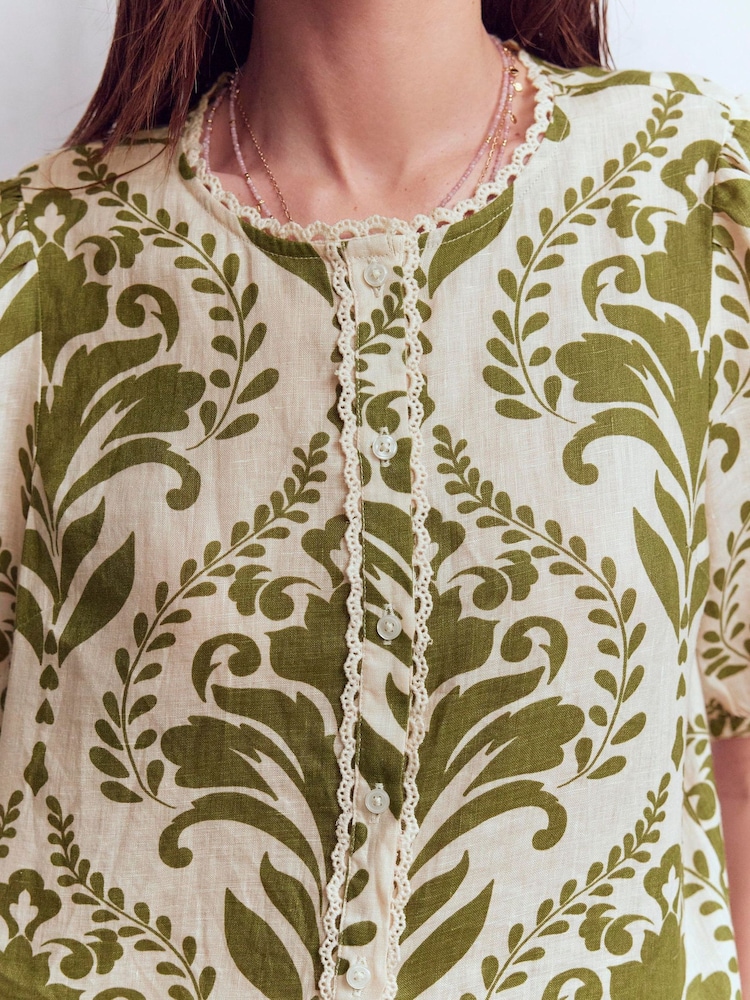 Boden Green Leah Short Sleeve Linen Top - Image 2 of 6