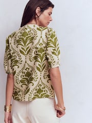 Boden Green Leah Short Sleeve Linen Top - Image 3 of 6