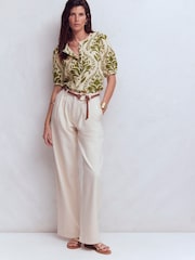 Boden Green Leah Short Sleeve Linen Top - Image 4 of 6