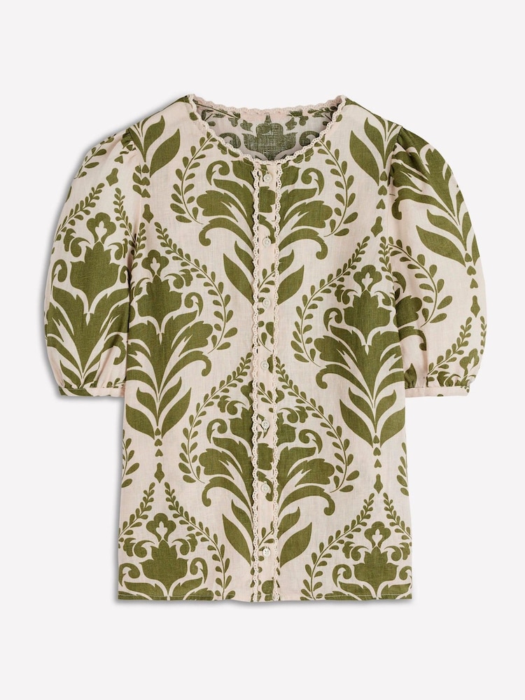 Boden Green Leah Short Sleeve Linen Top - Image 6 of 6