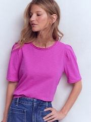 Boden Purple Ali Scallop T-Shirt - Image 4 of 5