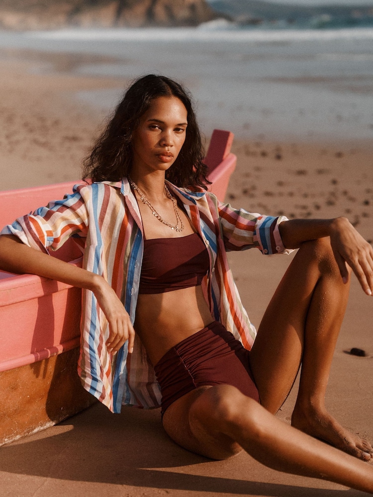 Boden Brown Kythira Ruched Bikini Bottoms - Image 1 of 8