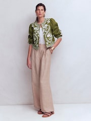 Boden Green Embroidered Linen Jacket - Image 6 of 7