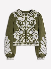 Boden Green Embroidered Linen Jacket - Image 7 of 7