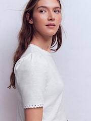 Boden White Ali Scallop T-Shirt - Image 2 of 5