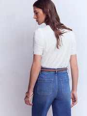 Boden White Ali Scallop T-Shirt - Image 3 of 5