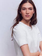 Boden White Ali Scallop T-Shirt - Image 4 of 5