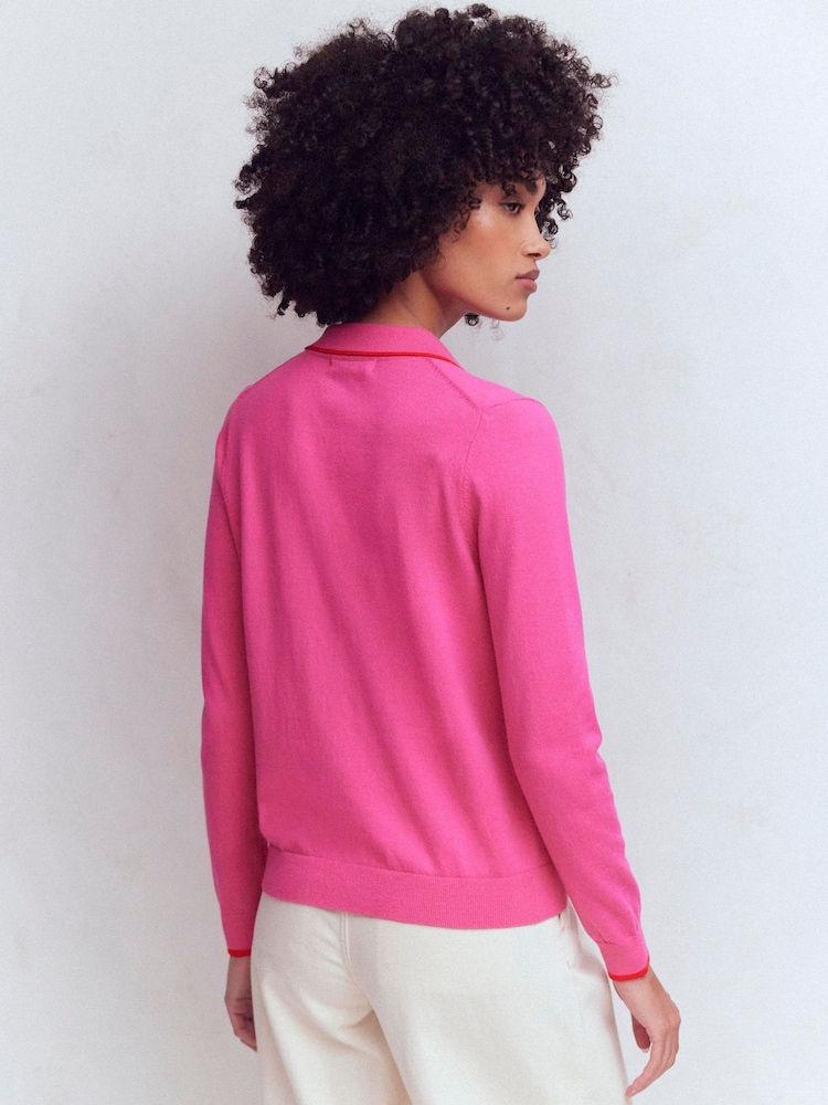 Boden Pink Liz Knitted Collared Cardigan - Image 2 of 6 Boden Pink Liz Knitted Collared Cardigan - Image 2 of 6