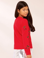 レッド チェリー - Lipsy Sequin Embellished Knit Cardigan (5-16yrs) - 画像 4 / 4