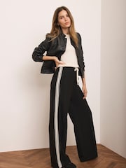 Mint Velvet Crochet Side Stripe Wide Trousers - תמונה 6 מתוך 8