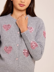 グレー ハート - Lipsy Sequin Embellished Knit Cardigan (5-16yrs) - 画像 2 / 5
