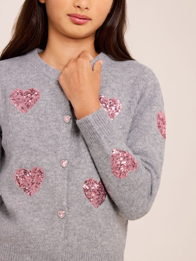グレー ハート - Lipsy Sequin Embellished Knit Cardigan (5-16yrs) - 画像 2 / 5