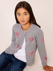 グレー ハート - Lipsy Sequin Embellished Knit Cardigan (5-16yrs) - 画像 4 / 5