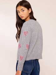 グレー ハート - Lipsy Sequin Embellished Knit Cardigan (5-16yrs) - 画像 5 / 5