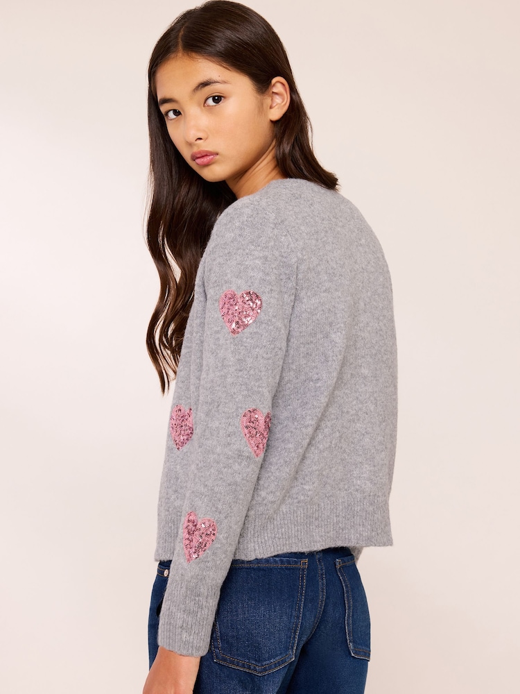 グレー ハート - Lipsy Sequin Embellished Knit Cardigan (5-16yrs) - 画像 5 / 5
