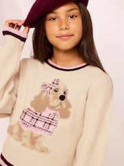 Lipsy Cream Tipped Knit Dog Jumper (5-16yrs) - Image 1 of 5