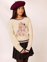 Lipsy Cream Tipped Knit Dog Jumper (5-16yrs) - Image 4 of 5