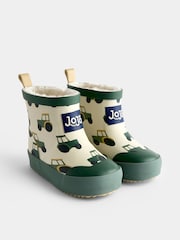 JoJo Maman Bébé Green Tractor Cosy Ankle Wellies - Image 1 of 4