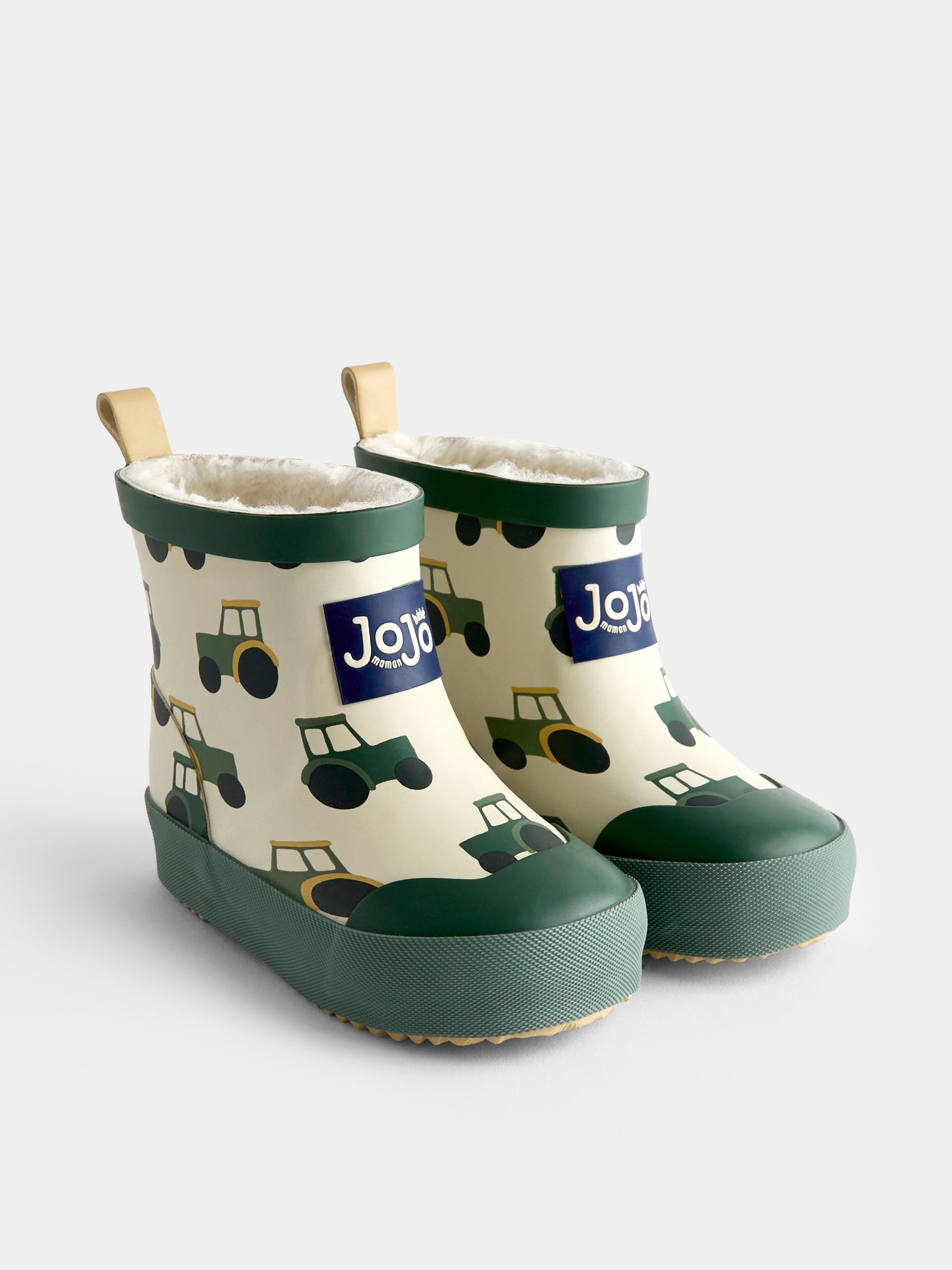 JoJo Maman Bébé Green Tractor Cosy Lined Ankle Wellies view 1