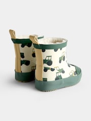 JoJo Maman Bébé Green Tractor Cosy Ankle Wellies - Image 2 of 4