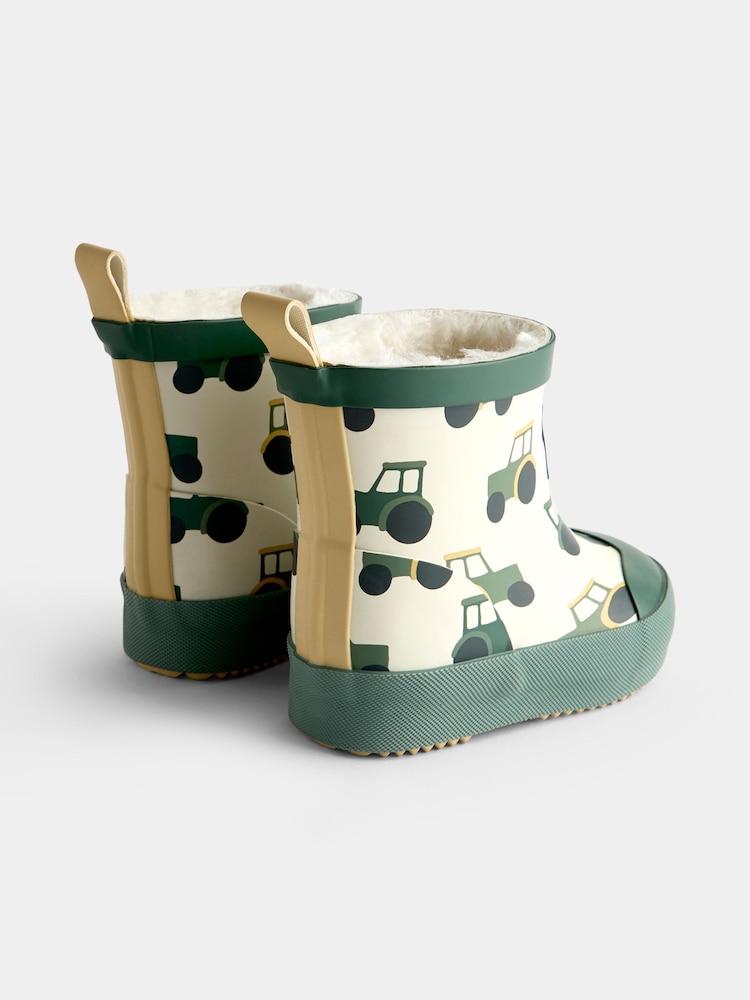 JoJo Maman Bébé Green Tractor Cosy Ankle Wellies - Image 2 of 4 JoJo Maman Bébé Green Tractor Cosy Ankle Wellies - Image 2 of 4