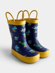 JoJo Maman Bébé Navy Dino Handle Wellies - Image 1 of 4
