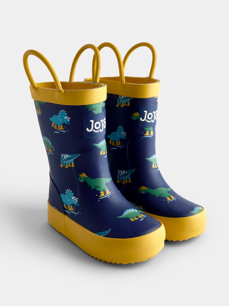 JoJo Maman Bébé Navy Dino Handle Wellies - Image 1 of 4 JoJo Maman Bébé Navy Dino Handle Wellies - Image 1 of 4