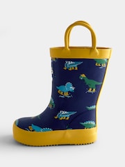 JoJo Maman Bébé Navy Dino Handle Wellies - Image 3 of 4