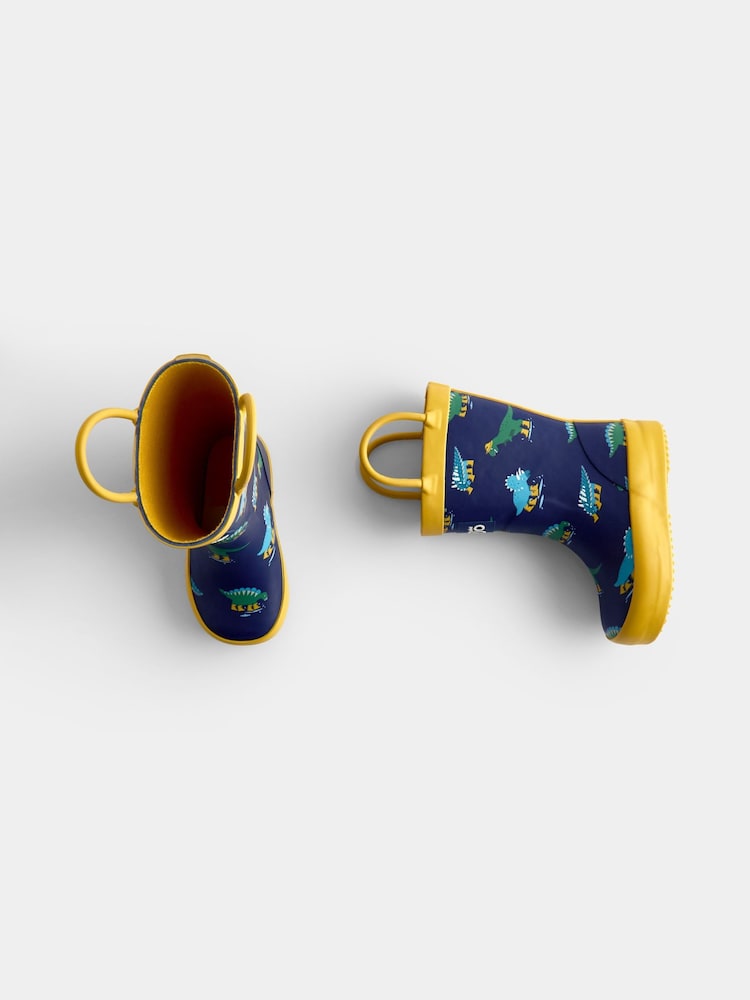 JoJo Maman Bébé Navy Dino Handle Wellies - Image 4 of 4 JoJo Maman Bébé Navy Dino Handle Wellies - Image 4 of 4