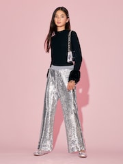 Lipsy Silver Sequin Party Trousers (5-14yrs) - Image 4 of 5