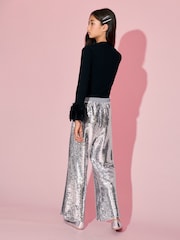 Lipsy Silver Sequin Party Trousers (5-14yrs) - Image 5 of 5