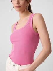 Gap Pink Soft Ribbed Sleeveless Vest Top - Image 4 of 5