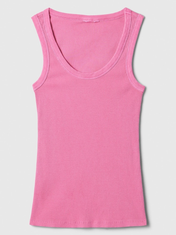 Gap Pink Soft Ribbed Sleeveless Vest Top - Image 5 of 5 Gap Pink Soft Ribbed Sleeveless Vest Top - Image 5 of 5