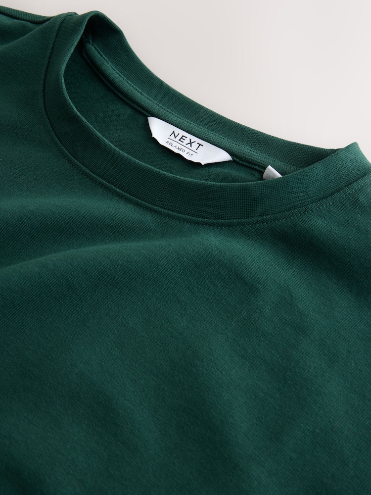 Green Relaxed Fit Heavyweight Long Sleeve T-Shirt - Image 3 of 3 Green Relaxed Fit Heavyweight Long Sleeve T-Shirt - Image 3 of 3