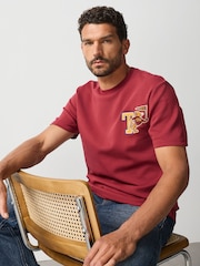 Red Varsity Badge Regular Fit Motionflex Soft Heavyweight T-Shirt - Image 1 of 5