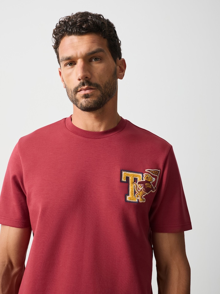 Red Varsity Badge Regular Fit Motionflex Soft Heavyweight T-Shirt - Image 5 of 5