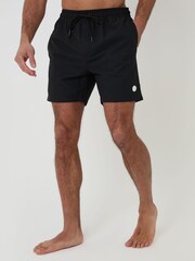 Threadbare Cream Leaf Print Seersucker Swim Shorts 2 Pack - Image 2 of 5