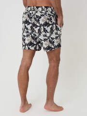 Threadbare Cream Leaf Print Seersucker Swim Shorts 2 Pack - Image 3 of 5