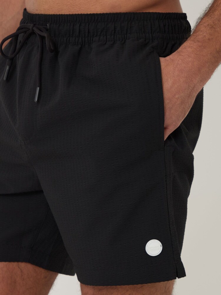 Threadbare Cream Leaf Print Seersucker Swim Shorts 2 Pack - Image 5 of 5